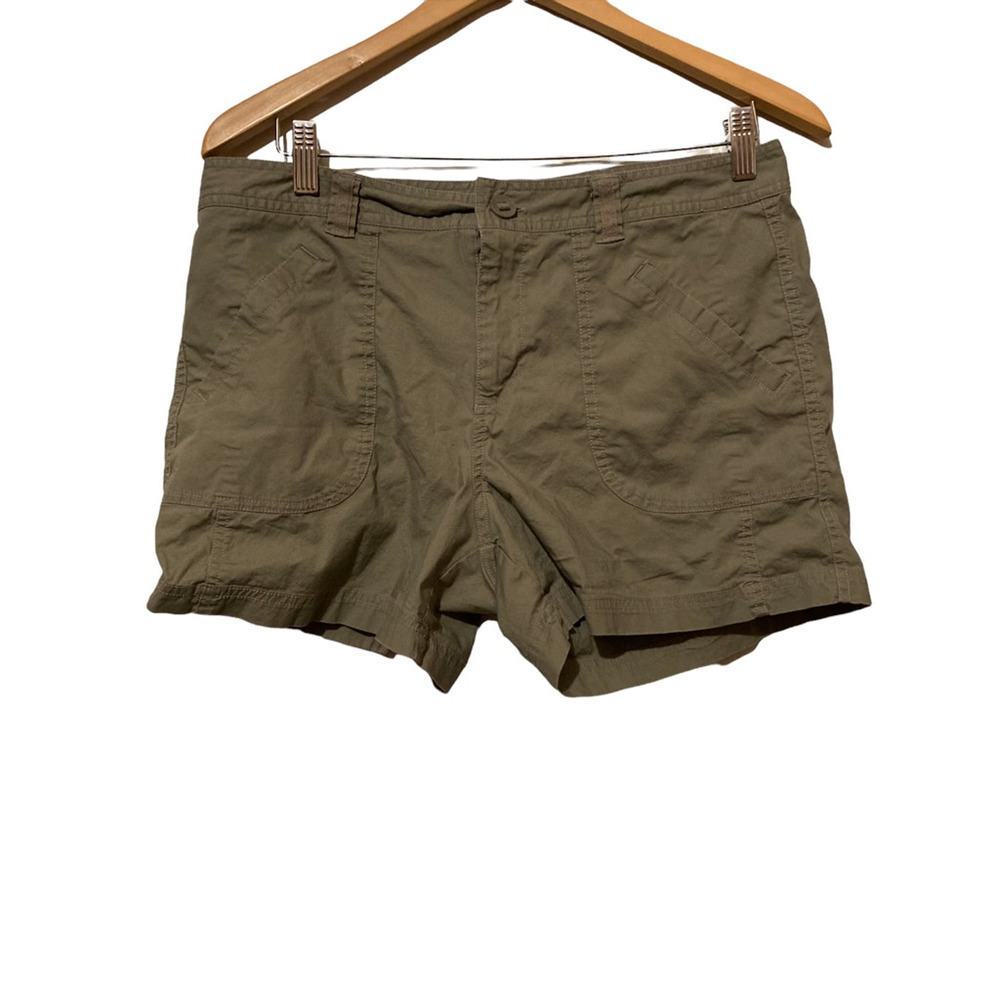 Columbia Womens Cargo Shorts Size 10 Green Pockets Mid Rise 100% Cotton